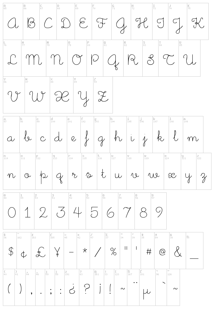 Little Days + Little Daisy font map
